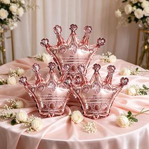 Party Love Foil Crown Balloon 31x37cm Rose Gold Metallic <b>Birthday</b> Party <b>Decor</b> KIDS - Product Image 4
