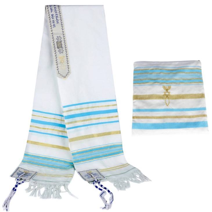 Yeshua Luce Del Mondo Uomo Messianico Tallit Scialle Di Preghiera Yeshua Con Borsa Di Stoffa Sciarpe Di Preghiera Isarel Avvolge 180 * 52 Cm - Foto 3
