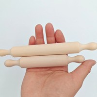 Offre Spéciale Mini rouleau à pâtisserie en bois cuisson Mini rouleau à pâtisserie non peint trompette pâte presse bâton outil de bricolage pour enfants14/17.8cm