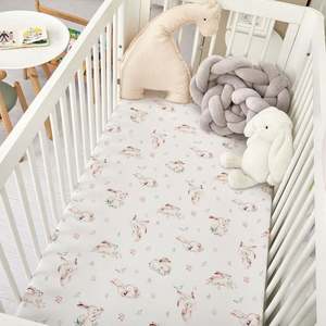 Sábanas de Cuna de Algodón, Juego de Sábanas de Cuna de Algodón con Estampado Personalizado para Bebés Niños y Niñas - Product Image 2