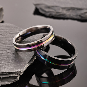 5Mm 7Mm 9Mm Cầu Vồng Titan Vòng Cho Nam Giới Tùy Chỉnh Đồ Trang Sức Mỏng Rãnh Dòng Hợp Thời Trang Cặp Vợ Chồng Đám Cưới Có Thể Chồng Ban Nhạc Không Làm xỉn - Product Image 4
