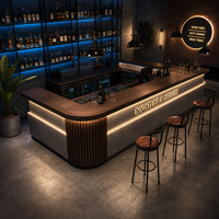 Comptoir de réception en bois en forme de L de style industriel, bureau de bar multifonctionnel pour boîte de nuit, café, restaurant et hôtel, personnalisable