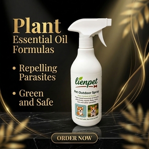 Spray pour animaux de compagnie en plein air formulé avec des <span class=keywords><strong>huiles</strong></span> <span class=keywords><strong>essentielles</strong></span> végétales, il repousse efficacement les parasites du corps des animaux - Product Image 3