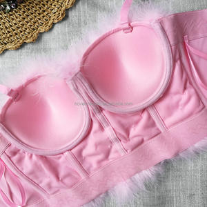 Conjunto <span class=keywords><strong>De</strong></span> lencería para Mujer, camisola <span class=keywords><strong>De</strong></span> plumas, ropa exterior, <span class=keywords><strong>Top</strong></span> corto <span class=keywords><strong>De</strong></span> Manga Corta, corsé <span class=keywords><strong>De</strong></span> Color sólido, 2021 - Product Image 6