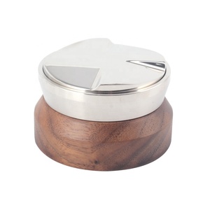 Classic Solid Wood Handle Espresso Distribution Tool Stainless Steel Coffee Leveler - Product Image 5