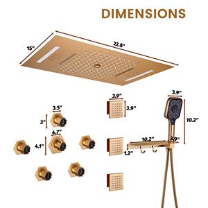 Luxurious Stainless Steel Constant-temperature Overhead <b>Shower</b> <b>System</b> Rainfall 64-color LED Lights Modern Design Hotel Use BXW-0 - Product Image 5