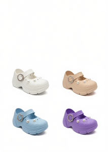 Zoccoli con plateau e perle stile Mary Jane per donne e ragazze, estivi, a punta chiusa, suola in EVA morbida e leggera, taglia 26 - Product Image 1