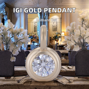 Pendentif en or massif personnalisé pour les femmes de forme ronde certifié IGI bijoux en diamant de laboratoire - Product Image 3