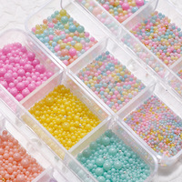 Nouveau Kawaii Mini Macaron Bonbons Couleur Bulle Perle Nail Art Charmes Mix Taille Boule Ronde Nail Décoration Perles