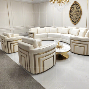 Sang Trọng Cong Sofa Vải Thoải Mái C Hình Màu Trắng Modular Cắt 7 Chỗ Ngồi Sofa Đặt Ghế Đồ Nội Thất Phòng Khách - Product Image 2