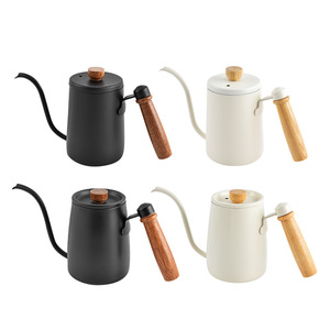 Bouilloire à café en acier inoxydable 304 avec poignée en bois de noyer, bec verseur col de cygne et couvercle - Product Image 3