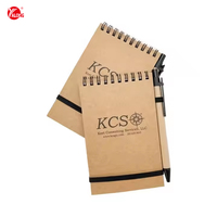 Bloc-notes à spirale en kraft à feuilles mobiles avec fermeture élastique personnalisée YALONG, avec stylo imprimé du logo promotionnel
