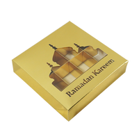 Eid Umrah Mubarak Ramadan Dekorationen Süßigkeiten Schokolade Kuchen Nuss Makronen Baklava Verpackung Geschenkbevorzugung Box mit 16 Fächern