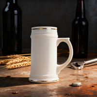 Mug à bière en céramique Topjlh 22oz avec poignée, bord doré, mug blanc vierge pour sublimation, impression de logo personnalisé