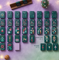 Jeu de Mahjong Américain Thème Casse-Noisette et Noël, Tuiles Acryliques Vertes et Violettes, 160 Pièces, Jeu de Société Portable pour les Fêtes