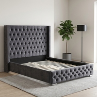 Lit moderne de luxe avec dossier haut, cadre de lit réglable, contreplaqué robuste, pieds en acier inoxydable, tailles personnalisables, lit Yaji 1991