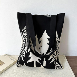 MOQ 100 pièces Sac à bandoulière tricoté tendance pour femme, grand sac fourre-tout décontracté, sac à main style coréen pour le <span class=keywords><strong>shopping</strong></span> et les cadeaux - Product Image 2
