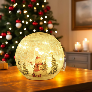 Luci LED a Forma di Pupazzo di Neve per Natale, Decorazioni Natalizie da Interno, Globo di Natale a Batteria con Sfere di Vetro Illuminato - Product Image 3