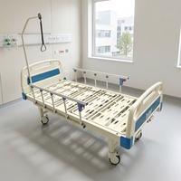 Lit d'hôpital manuel à double manivelle en acier inoxydable, 2 fonctions, certifié CE, équipement médical, fournitures hospitalières