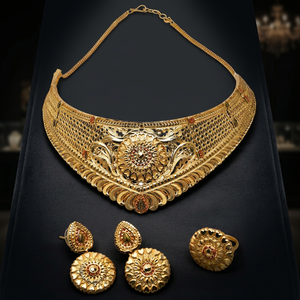 Bijoux de mode en gros 14K 18K 24K plaqué or formant ensemble tour de cou, bijoux traditionnels, bijoux en laiton rempli d'or Oro Joyeria - Product Image 3