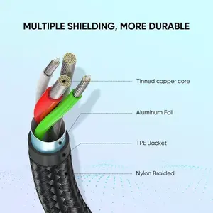 Câble de charge Ugreen 1M USB C vers USB A en nylon tressé avec connecteurs en alliage d'aluminium pour une charge rapide QC et un transfert de données jusqu'à - Product Image 4