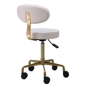 Gold Base PU Leather Nail Salon Spa Pedicure Technician Saddle Chair Massage Function LED Lamp Customizable Color High Load - Product Image 3