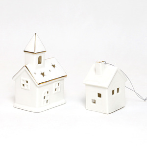 Colgante de mesa con luz led blanca pequeña personalizada, decoración artesanal de cerámica para el <span class=keywords><strong>hogar</strong></span>, <span class=keywords><strong>hogar</strong></span>, pueblo de Navidad - Product Image 3