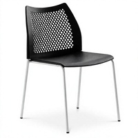 Chaise de salle à manger moderne à dossier perforé XFB-X-P22 avec structure en métal thermolaqué pour réunions et négociations à domicile