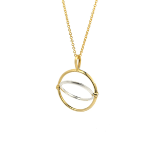 Nuova collana personalizzata con cerchio cinetico filatore in acciaio inossidabile dorato, ciondolo sensoriale rotante Chic lucido - Product Image 6