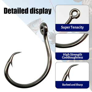 Hameçons circulaires en acier au carbone Mustad <span class=keywords><strong>pour</strong></span> la pêche au trolling du poisson-chat en eau salée, hameçons à large ouverture <span class=keywords><strong>pour</strong></span> la pêche au thon - Product Image 5