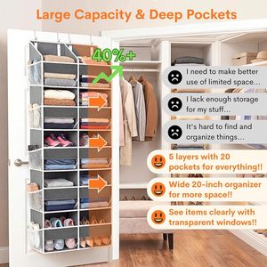 Over The Door Organizer 10 Compartments Gray Non Woven Fabric <b>Storage</b> <b>Rack</b> <b>For</b> Clothing Baby Products Behind Door - Product Image 2