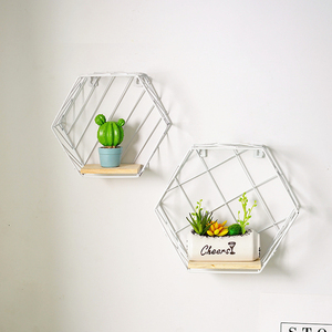 Decoraciones de Habitación de <span class=keywords><strong>Estilo</strong></span> <span class=keywords><strong>Nórdico</strong></span>, Rejilla Hexagonal de Hierro, Estante para Dormitorio, Sala de Estar, Adornos de Pared - Product Image 2