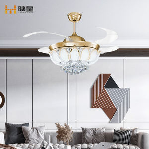 หรูหราคริสตัลโลตัสโคมระย้าที่มองไม่เห็นพัดลม<span class=keywords><strong>เพดาน</strong></span>พับเก็บได้ด้วยแสง - Product Image 2