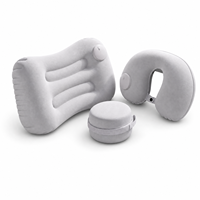 Oreiller de voyage ergonomique gonflable pour le cou, léger, en forme de U, avec pompe manuelle et kit de soutien lombaire