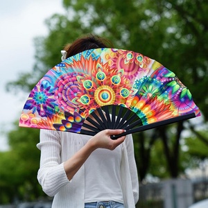 Custom Folding Bone Fan Colorful Rave Fans Vibrant Clacker Hand Fans for Festival Dancing Parties Decorative <b>Gifts</b> - Product Image 4
