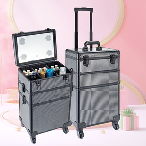 Estuche <span class=keywords><strong>de</strong></span> <span class=keywords><strong>Maquillaje</strong></span> <span class=keywords><strong>de</strong></span> Gran Capacidad <span class=keywords><strong>de</strong></span> Tres Capas con Ruedas, Impermeable, <span class=keywords><strong>para</strong></span> Maquilladores Profesionales, Recomendado por Artistas - Product Image 1