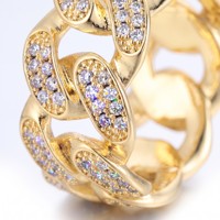 OUGEPHELI Bague Cuban Link Iced Out en Argent 925 avec Moissanite VVS1 certifiée GRA, passe le testeur de diamant, style Hip Hop pour Hommes