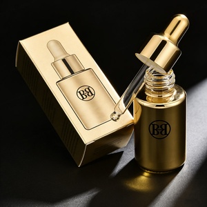 Luxury Dropper Bottle 30ml Custom Gold Skincare Packaging 1oz Body Oil Glass Serum Bottle With UV Coated Gold Dropper Cap - Product Image 5