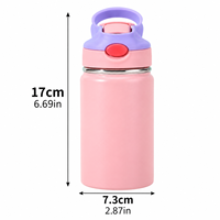 Bouteille d'eau réutilisable en acier inoxydable 304 à double paroi isolée sous vide de 12 oz avec poignée et paille pour enfants et école, vente en gros personnalisée