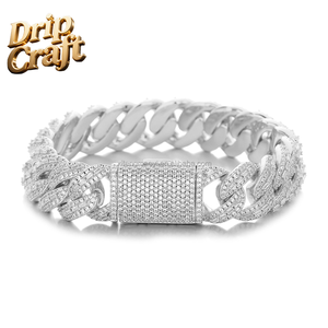 Hip-Hop 15mm Gemischte T-Quadrat Zirkon Kubanische Kette Halskette, Komplettset mit Echtvergoldung, Street Rap, Trendige Marke, Unisex - Product Image 5