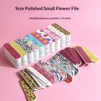 Mini Lima de Uñas de Esponja de 9 cm de Doble Cara con Forma Rectangular para Decoración de Uñas, Diseño de Flores Pequeñas, Tira de Pulido de Esmalte de Uñas