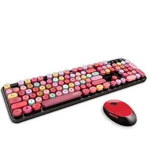 MOFII tatlı sevimli ruj tuşları kablosuz klavye ve fare Combo kızlar için
