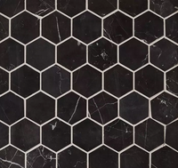 Carrelage hexagonal noir 2 "Mosaïque en pierre naturelle en marbre Nero Marquina pour revêtement de sol et carrelage mural