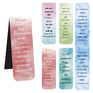 Best Selling 5pcs Watercolor <strong>Bible</strong> <strong>Scripture</strong> PVC Magnetic <strong>Bookmarks</strong> Creative Literary Material Page Folder - Product Image 1