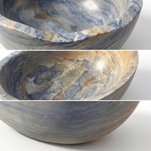 Baignoires ovales modernes sur mesure de luxe en travertin gris argenté exclusif, autoportantes pour salle de bain, villa, hôtel, maison - Product Image 3