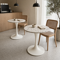 Table de café ronde en terrazzo avec piétement évasé, table à manger, table d'appoint pour restaurant et maison, fabrication OEM ODM