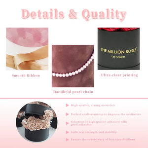 Boîte <span class=keywords><strong>cadeau</strong></span> pour fleurs extra large personnalisée, en papier rigide enduit, <span class=keywords><strong>emballage</strong></span> pour bouquet avec ruban et poignée en perles pour l'affichage en magasin - Product Image 3
