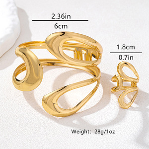 Mạ Vàng Vòng Đeo Tay Đặt <span class=keywords><strong>2</strong></span> Mảnh Mở Mịn Thiết Kế Tối Giản Đồ Trang Sức Cho Phụ Nữ Hàng Ngày Mặc Phụ Kiện Thời Trang - Product Image 5