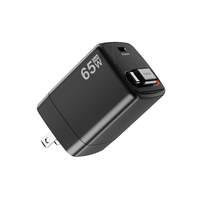 Nouveau câble de données rétractable pliable Us Plug chargeur mural USB 65w PD Qc3.0 chargeur mural Usb c chargeur super rapide pour samsung S30