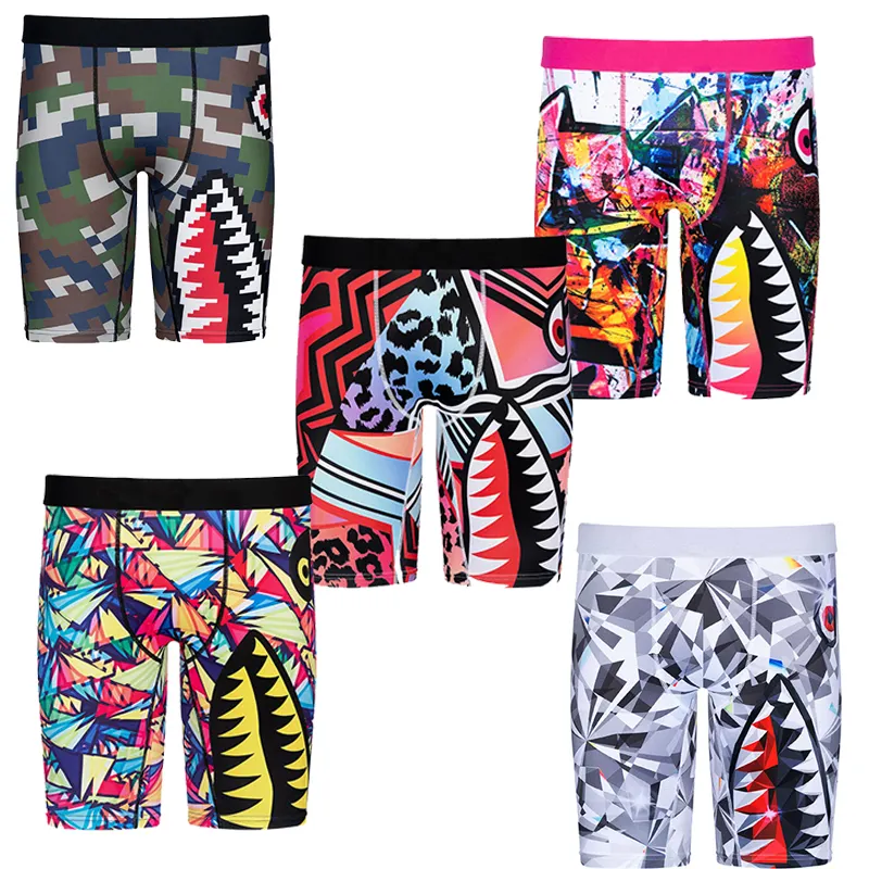 China OEM ODM Shark Print Top-rated Breathable Chic Boxer Brief Underwear for Men